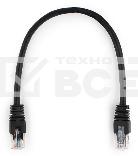 Патч-корд UTP Cablexpert PP6U-0.25M/BK кат.6, 0.25м, литой, многожильный (черный)