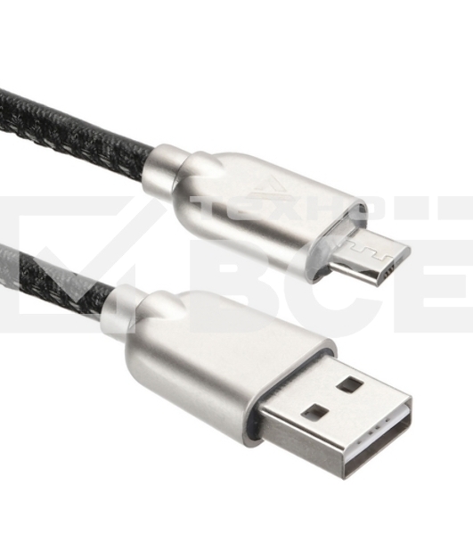 Кабель USB ACD-Allure MicroUSB ~ USB-A Кожа, 1м, черный (ACD-U926-M1B)