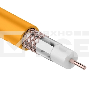 Кабель коаксиальный Rexant RG-6U+Cu нг(А)-HF, Cu/Al/Cu, 64%, 75 Ом, бухта 100 м, оранжевый