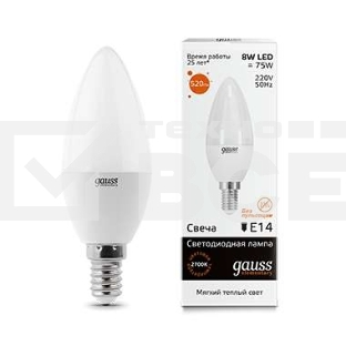 Лампа светодиодная LED 8Вт E14 220В 2700К Elementary свеча 33118 Gauss