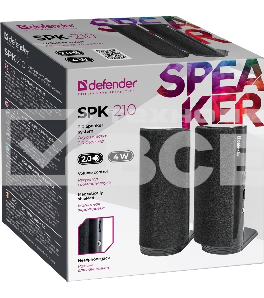Акустическая система Defender SPK-210 2.0, 2x2W, разъем для наушников 65210