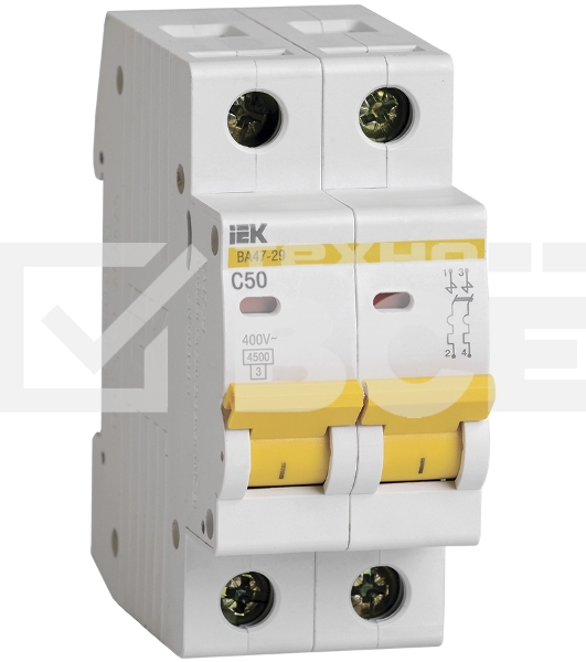 Выключатель автоматический Iek MVA20-2-050-C ВА47-29 2Р 50А 4,5кА х-ка С ИЭК