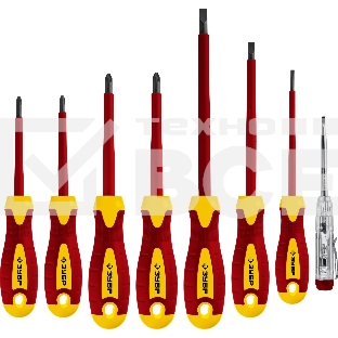 Набор: Отвертки SL 3, 5, 6 / PH 1, 2 / PZ 1, 2, тестер 100-250 В, ЗУБР 