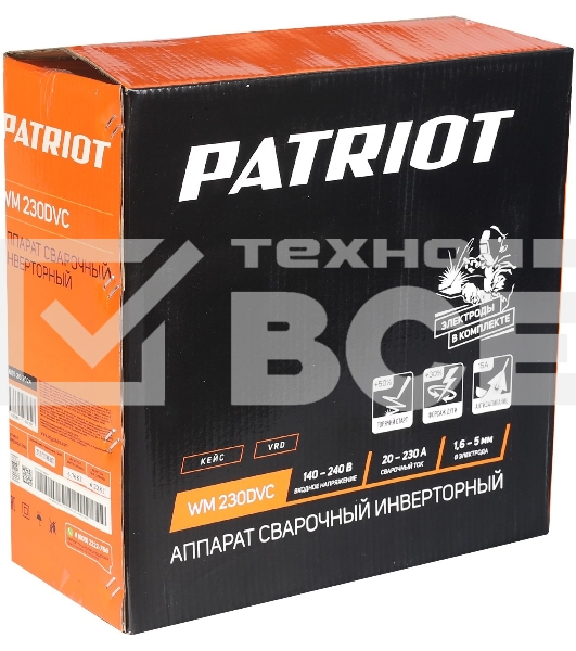 Сварочный аппарат Patriot WM230DVC инвертор ММА 10.7кВт (кейс в комплекте)