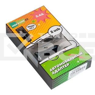 Автомобильная зарядка (от прикуривателя) 2USB 2.4A для Type-C More choice AC22a черный