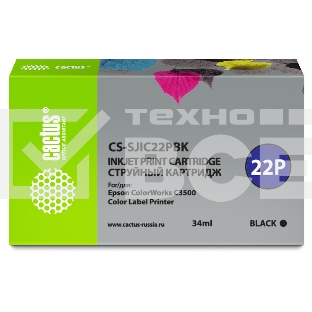 Картридж струйный Cactus CS-SJIC22PBK черный (34мл) для Epson ColorWorks C3500