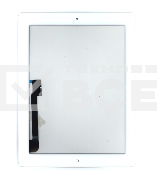 Сенсорное стекло (тачскрин) для iPad, 3 белое с кнопкой