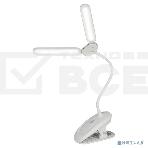 Настольный светильник ЭРА Б0057207 NLED-512-6W-W светодиодный аккумуляторный на прищепке белый, фото 1