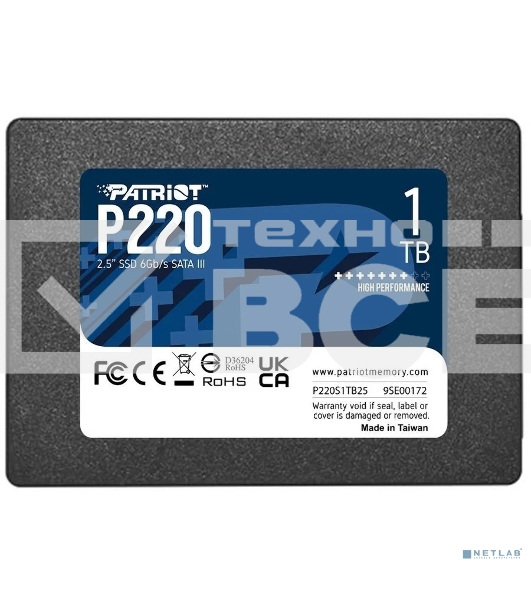 Накопитель SSD Patriot P220, 1TB, SATA III, 2.5