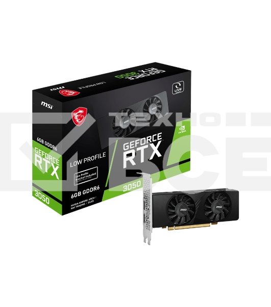 Видеокарта MSI RTX3050 LP 6G OC NVIDIA GeForce RTX 3050 6Gb 128bit PCI-E 4.0 GDDR6 1492/14000 HDMIx2 DPx1 HDCP Ret low profile