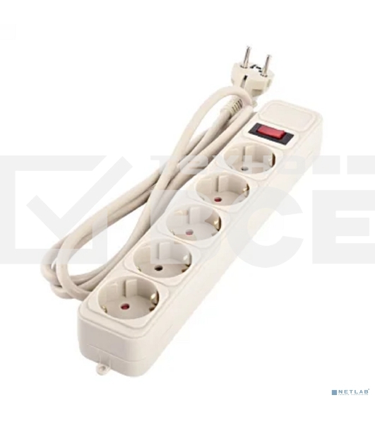 Сетевой фильтр Perfeo 'REAL POWER', 3,0 м, 5 розеток, 16А, 3500 Вт, тройная защита, серый.