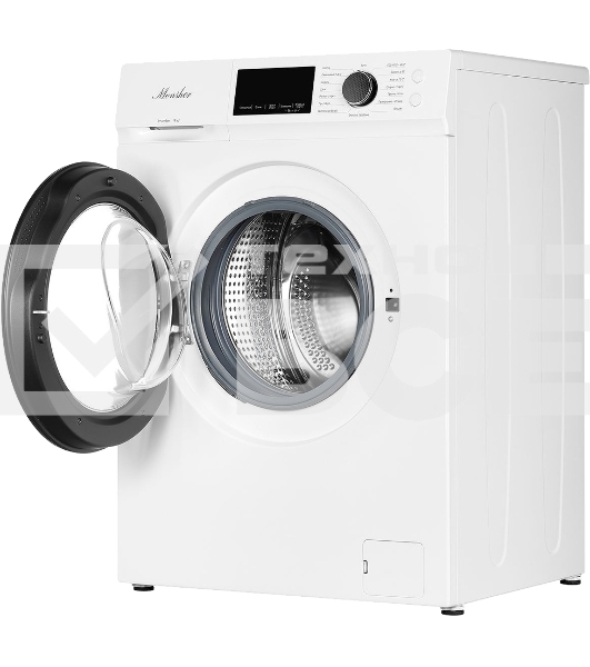 Стиральная машина MONSHER MWM 500 Blanc, отдельностоящая, фронтальная, 16 программ, загрузка 9 кг, 1200 об/мин, сенсорное/механическое управление, инверторный двигатель, отложенный старт, блокировка от детей, энергоэффективность А+++, цвет белый