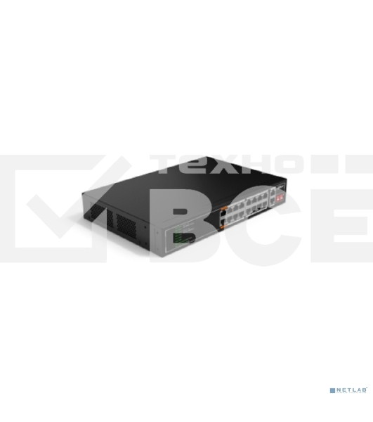 Неуправляемый 18-портовый коммутатор DAHUA DH-SF1018LP с РоЕ, 16xRJ45 100Mb PoE, 2xRJ45 1Gb, суммарно 135Вт, коммутация 7.2 Гбит/с, MAC-таблица 8К, металл