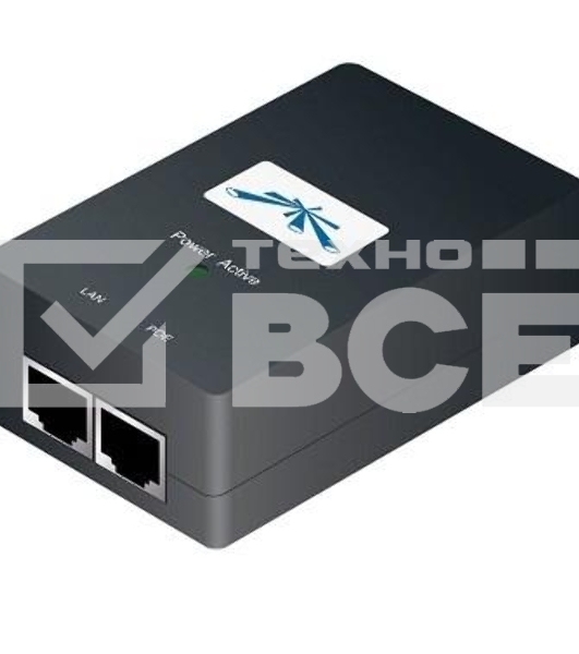 Точка доступа UBIQUITI POE-48-24W(EU) блок питания с PoE, 220 VAC -> 48VDC 0.5A - с кнопкой Reset и удаленной перезагрузкой