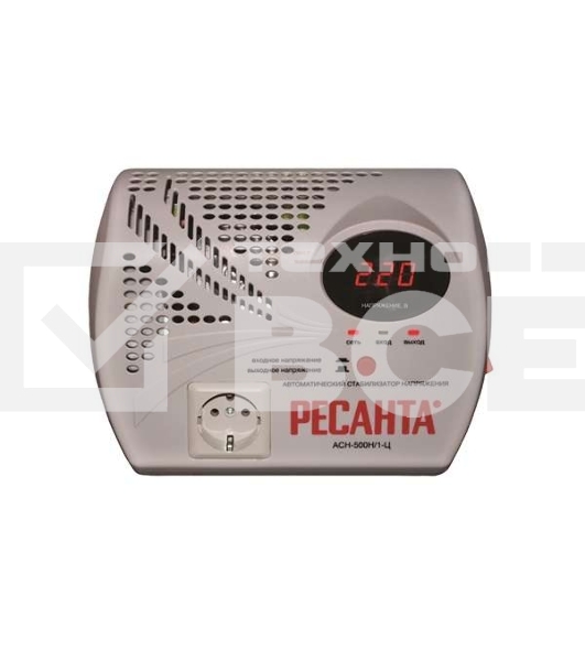 Стабилизатор напряжения Ресанта АСН- 500 Н/1-Ц 63/6/9 Стабилизатор {220В±8%, Габариты 260х200х110, Вес 2,6кг}