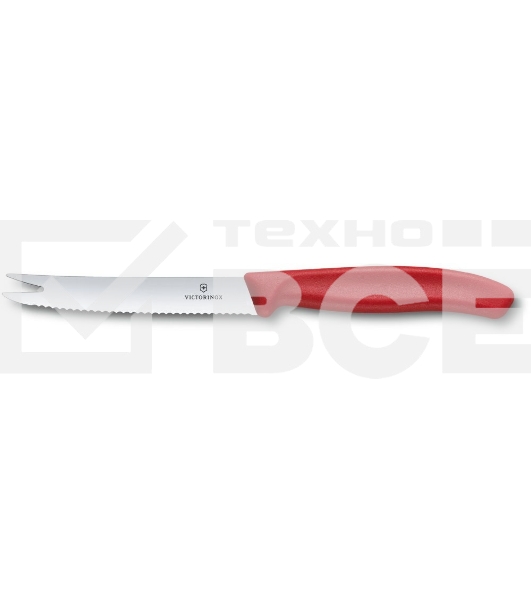 Нож кухонный Victorinox Swiss Classic (6.7861) стальной для сыра лезв.110мм серрейт. заточка красный блистер