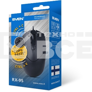 Мышь проводная SVEN RX-95 черный, 4000 dpi, USB, кнопки - 6