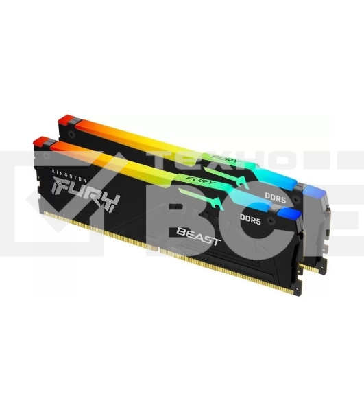 Оперативная память Kingston Fury Beast, DDR5, 32GB (2x16GB), 5600MHz, CL40, с радиаторами, RGB, черный