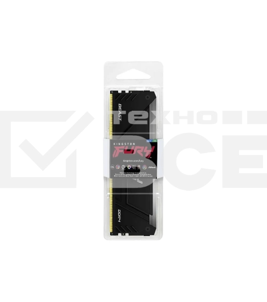 Оперативная память Kingston Fury Beast, DDR4, 16GB (1x16GB), 3200MHz, CL16, с радиатором, RGB, чёрный