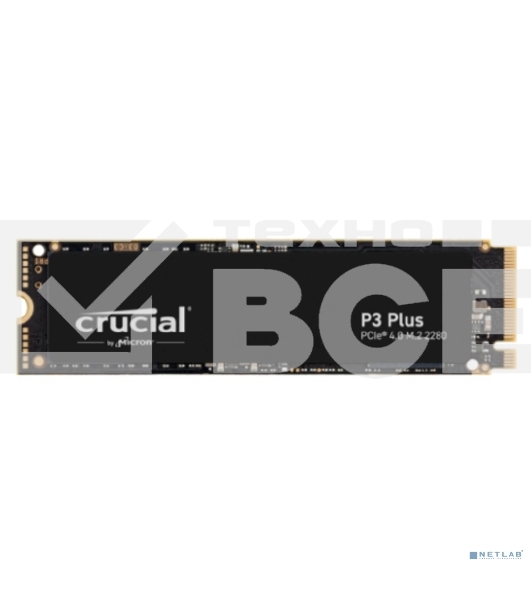 Накопитель SSD Crucial P3 Plus, 2Tb, PCIe 4.0 x4, M.2 2280, NVMe, R/W 5000/4200