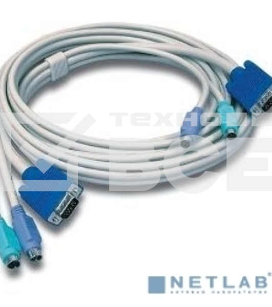 Кабель КВМ 4.5м Переключатель KVM TRENDNet TK-C15, папа-папа {клав.(PS/2), мышь (PS/2), DB15 п, 4.5 m}