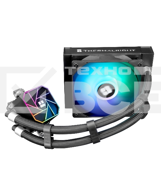 Система жидкостного охлаждения Thermaltight Aqua Elite 120 V3 (120mm, Black, ARGB/ Fans: 1x120mm, 66.17CFM, 25.6dBA, 1500RPM/ Pump height 53mm, 23dBA, 3300RPM, Rad thickness 27mm/ S: 1700, 1200, 20XX, 115X, AM5, AM4)