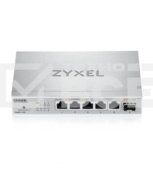 Мультигигабитный коммутатор Zyxel XMG-105, 5xRJ-45: 1/2.5G, 1xSFP+, настольный, бесшумный