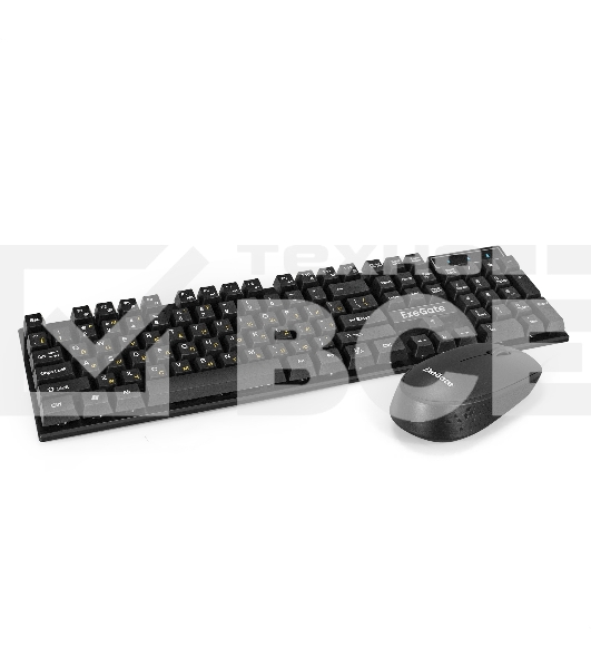 Комплект беспроводной ExeGate Professional Standard Combo MK210 (клавиатура полноразмерная влагозащищенная 104кл. + мышь оптическая 1200dpi, 3 кнопки и колесо прокрутки; USB, радиоканал 2,4 ГГц, радиус действия до 10м, черный, Color Box)