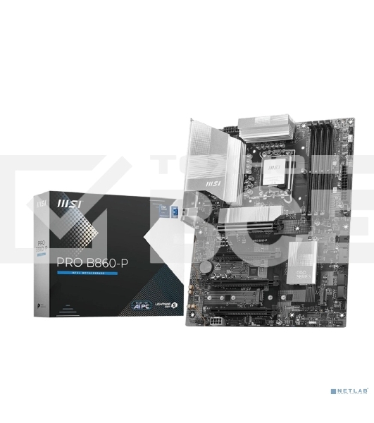 Материнская плата MSI PRO B860-P, LGA 1851, Intel B860, 4xDDR5, 4xSATA, 3xM.2, 1xPCIe 5.0 x16, 1xPCIe 4.0 x4, 2xPCIe 4.0 x1, 1xHDMI, 1xDP, 1xUSB-C, 1x 5Gb LAN, 2xUSB-A 3.2 Gen 2, 2xUSB-A 3.2 Gen 1, 4xUSB-A 2.0, 3x3.5 мм, 7.1, ATX