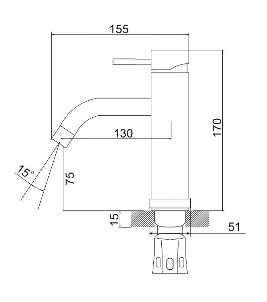 SUS128-001F Смеситель для умывальника, ø35