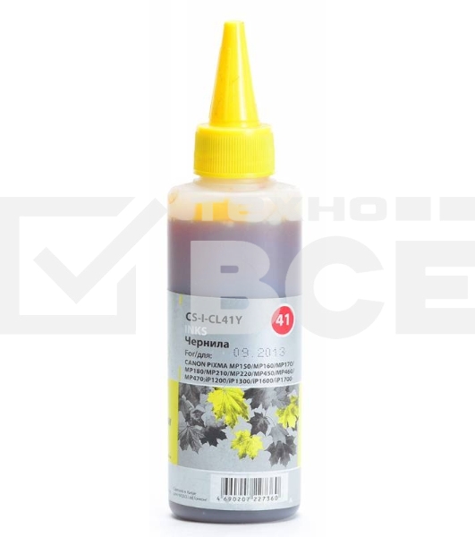 Чернила Cactus CS-I-CL41Y желтый (100мл) Canon PIXMA MP150/MP160/MP170/MP180/MP210/MP220