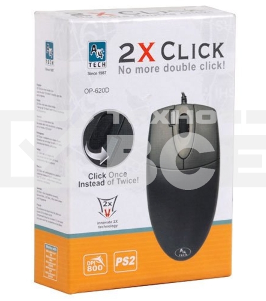 Мышь проводная A4Tech OP-620D черный, 1000 dpi, USB, кнопки - 4