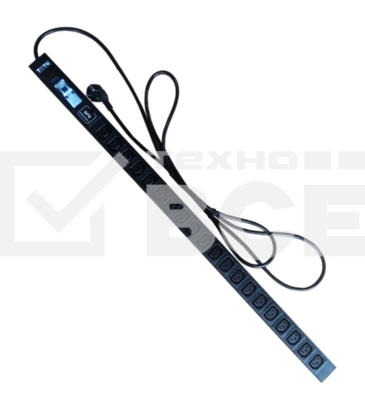 Вертикальный блок розеток, 20xC13, 250V, 16A, шнур 3 метра, вилка Schuko