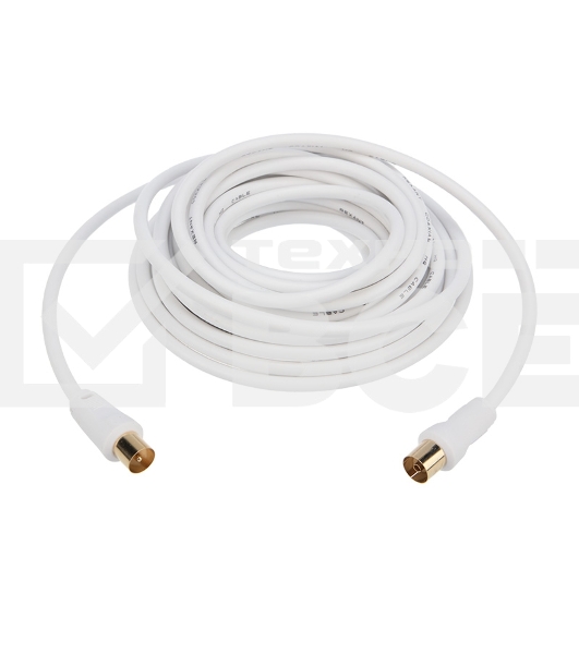 Шнур ТВ гнездо - ТВ штекер, длина 7 метров, белый Rexant