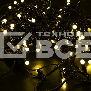 Гирлянда Нить 10м, постоянное свечение, черный ПВХ, 230В, цвет: Жёлтый