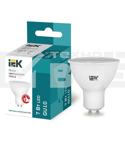Лампа Iek LLE-PAR16-7-230-40-GU10 светодиодная ECO PAR16 софит 7Вт 230В 4000К GU10 IEK