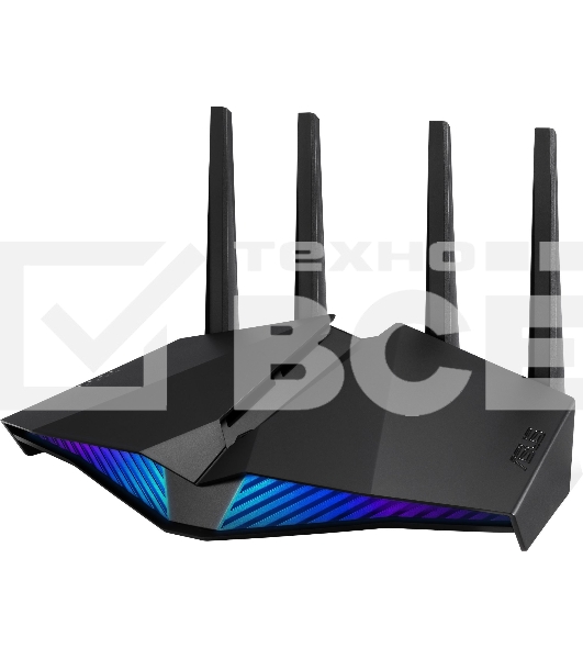 Роутер ASUS RT-AX82U роутер 802.11b/g/n/ac/ax, до 574 + 4804Мбит/c, 2,4 + 5 гГц, 4 антенны, USB, GBT LAN ; 90IG05G0-MO3R10