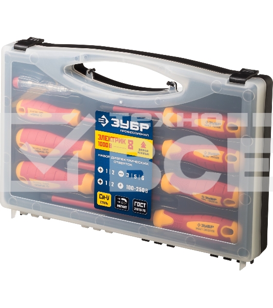 Набор: Отвертки SL 3, 5, 6 / PH 1, 2 / PZ 1, 2, тестер 100-250 В, ЗУБР 