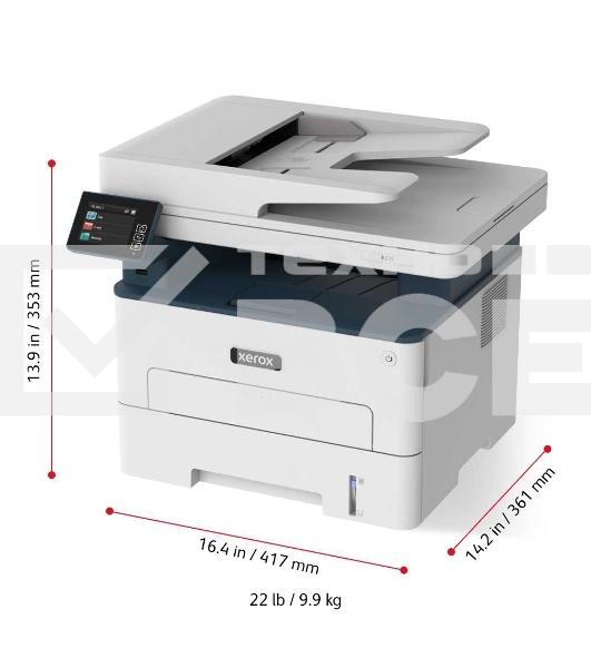 МФУ лазерный Xerox B235 (B235V_DNI), A4, ч/б, печ. до 34 стр/мин., скан. до 23 стр/мин., 600x600dpi, Wi-Fi, USB, Ethernet