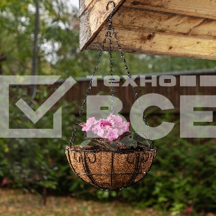 Кашпо подвесное с декором, с кокосовой корзиной, диаметр 25 см Palisad