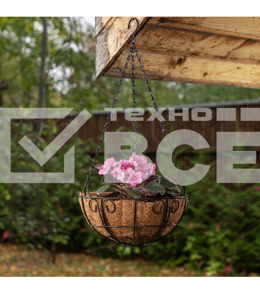 Кашпо подвесное с декором Palisad с кокосовой корзиной, диаметр 25 см