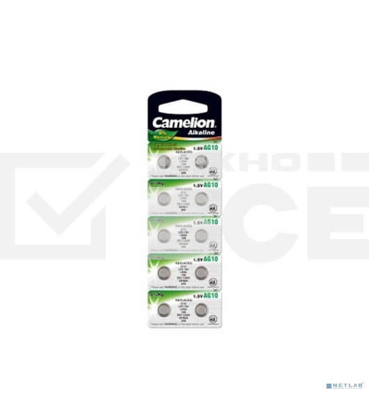 Батарейка для часов Camelion G10 BL-10 Mercury Free (0%Hg), 389A/LR1130/189) 1.5 В