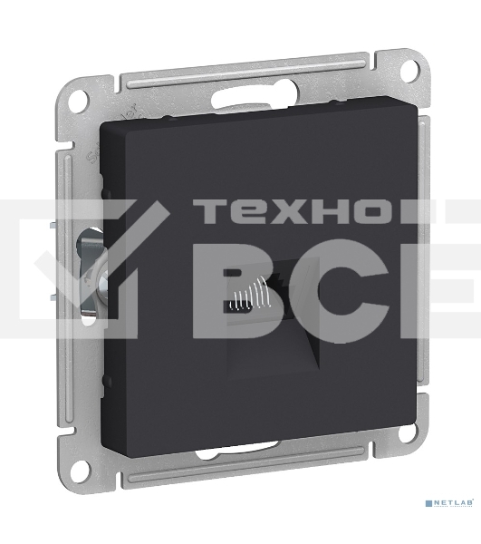 Розетка компьютерная RJ45 Systeme electric ATN001083 ATLASDESIGN, механизм, КАРБОН