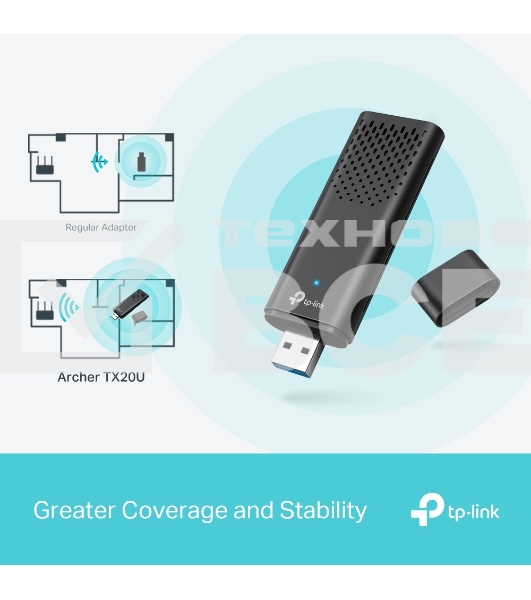 Двухдиапазонный USB-адаптер TP-Link Archer TX20U с поддержкой Wi-Fi AX1800