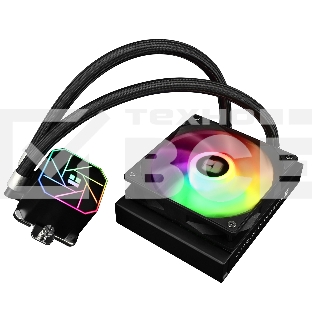 Система жидкостного охлаждения Thermaltight Aqua Elite 120 V3 (120mm, Black, ARGB/ Fans: 1x120mm, 66.17CFM, 25.6dBA, 1500RPM/ Pump height 53mm, 23dBA, 3300RPM, Rad thickness 27mm/ S: 1700, 1200, 20XX, 115X, AM5, AM4)