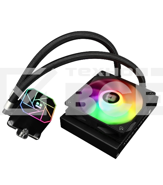 Система жидкостного охлаждения Thermaltight Aqua Elite 120 V3 (120mm, Black, ARGB/ Fans: 1x120mm, 66.17CFM, 25.6dBA, 1500RPM/ Pump height 53mm, 23dBA, 3300RPM, Rad thickness 27mm/ S: 1700, 1200, 20XX, 115X, AM5, AM4)