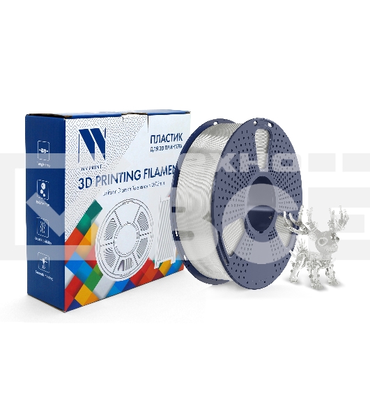 Филамент NVPRINT PLA+ Trasparent White для 3D печати диаметр 1.75мм  длина 330 метров  масса 1 кг