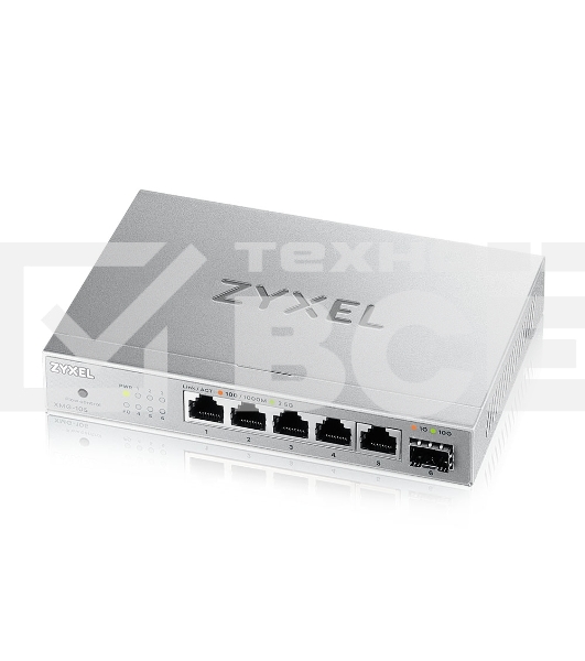 Мультигигабитный коммутатор Zyxel XMG-105, 5xRJ-45: 1/2.5G, 1xSFP+, настольный, бесшумный