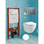 Комплект BAU 6 в 1: усиленная инсталляция BAU IDEAL, унитаз подвесной безободковый торнадо обратного потока Bau Dream Hurricane-2, сиденье дюропласт микролифт, клавиша BAU,темно-серый металлик, фото2