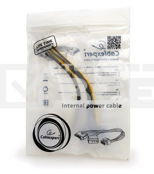 Разветвитель питания Cablexpert CC-PSU-82, Molex+SATA->PCI-Express 8pin, для подключения в/к PCI-Е (8pin) к б/п ATX